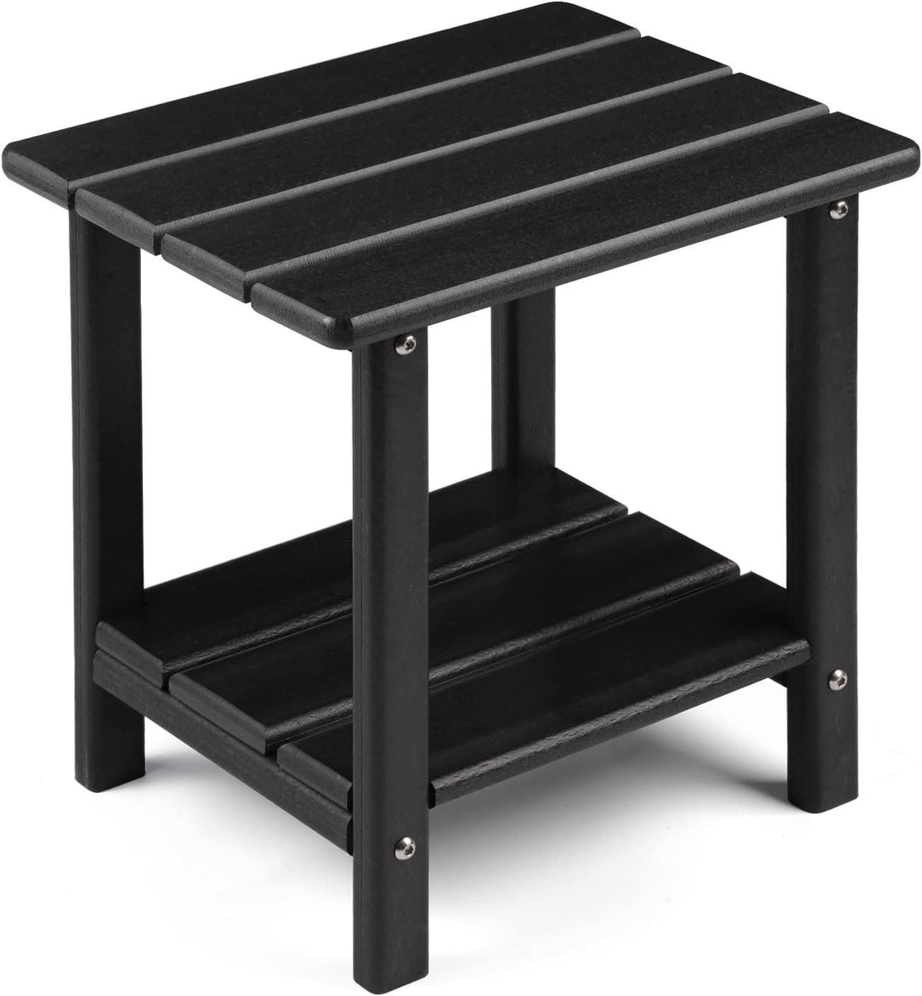 Double-Deck Storage Side Table for Patio & Pool