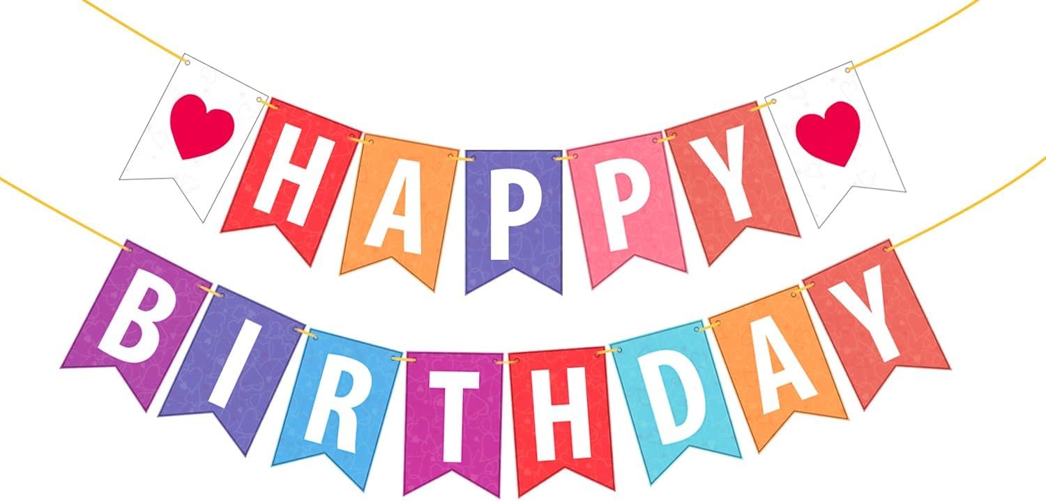 Double Sided Birthday Banner - Vibrant Party Decor for All Ages