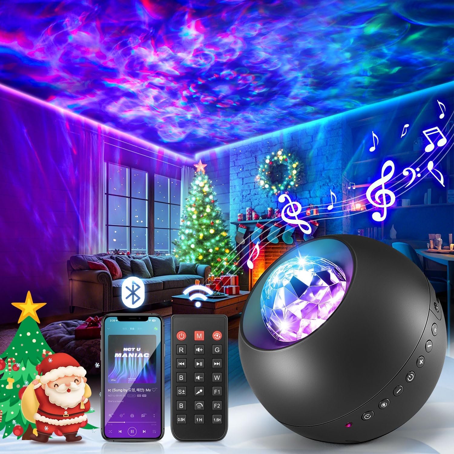 Dreamy Galaxy Projector with White Noise & Bluetooth