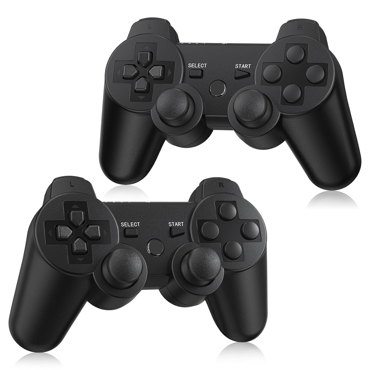 Dual Wireless PS3 Controllers with Charging Cables - Black