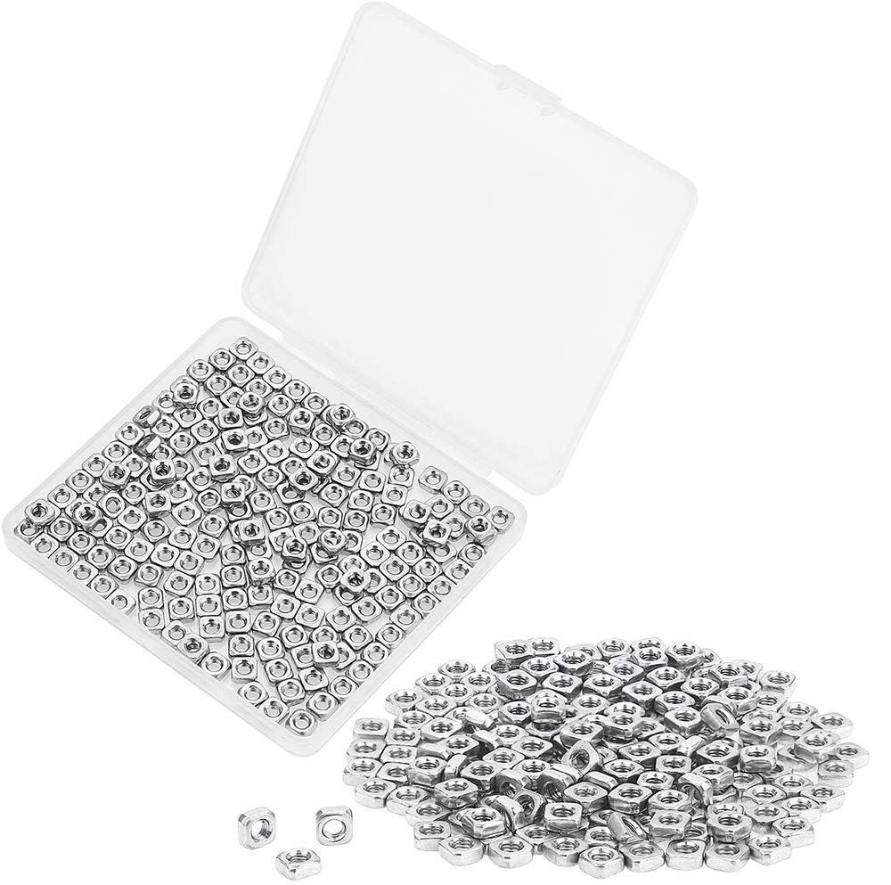 Durable 200-Piece Stainless Steel M3 Square Nuts Set