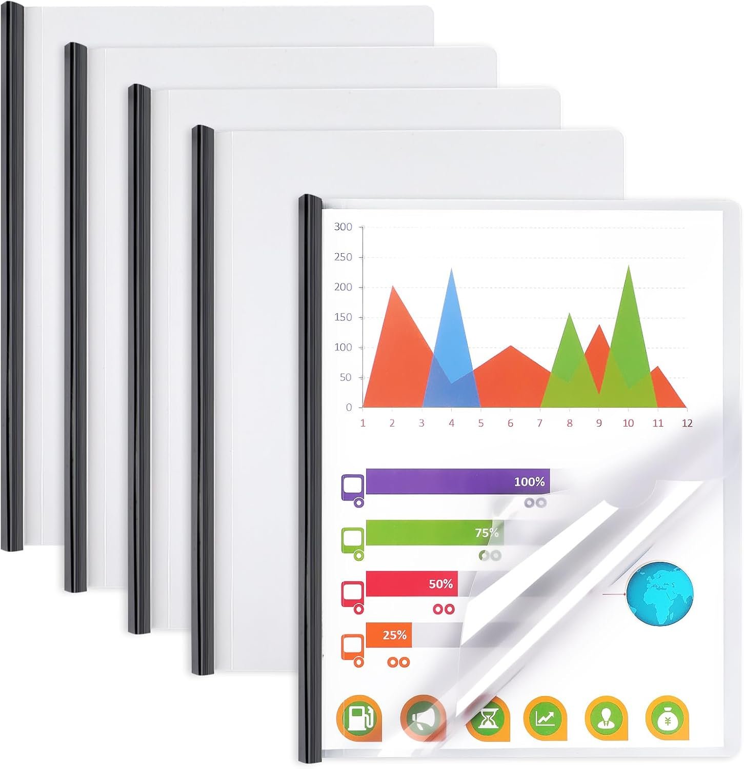 Durable Clear Report Covers with Sliding Bar