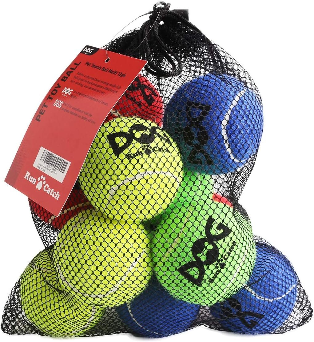 Durable Dog Tennis Balls - 12 Pack Safe Fetch Toys for Medium & Large Breeds