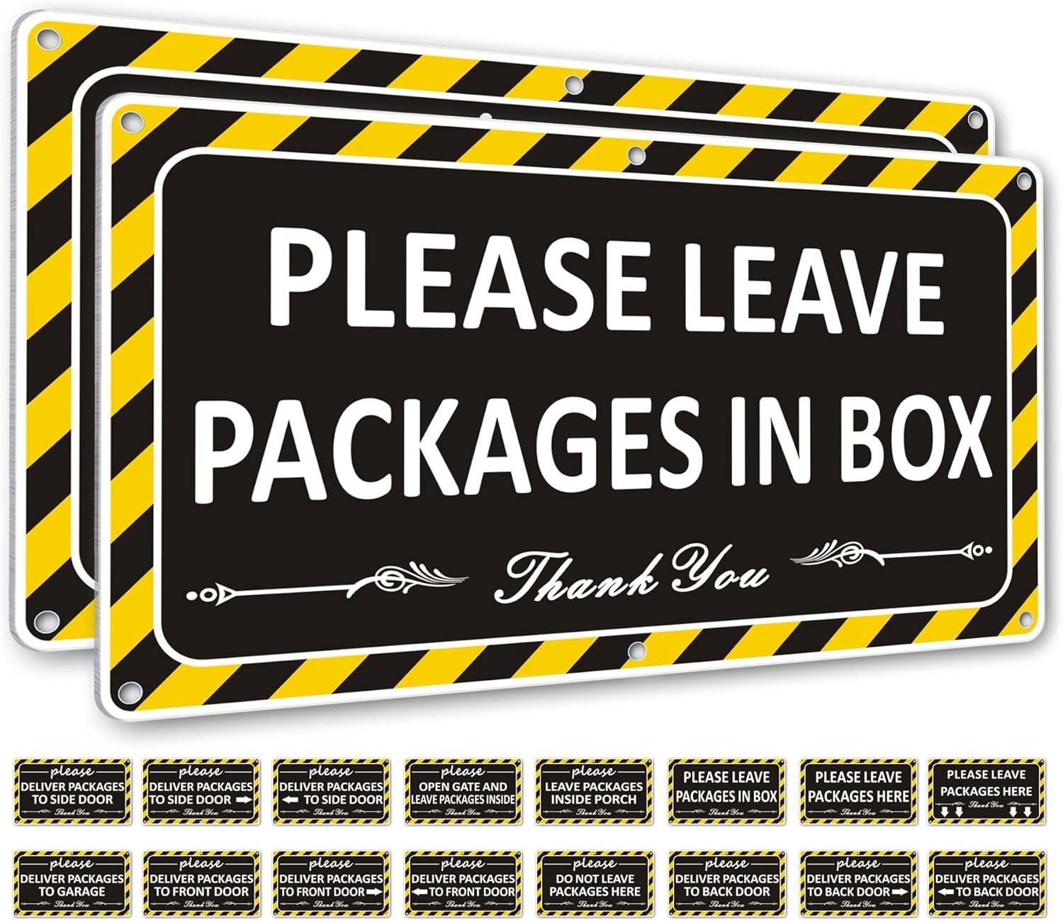 Durable Metal Package Delivery Signs (2 Pack)