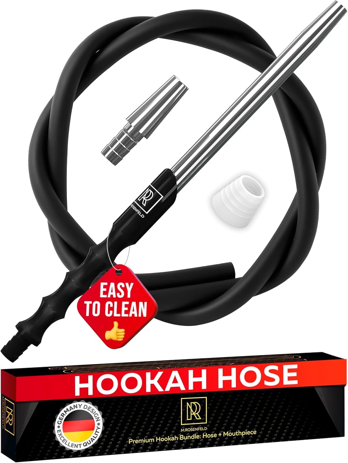Easy-Clean Silicone Hookah Hose with Aluminum Mouthpiece