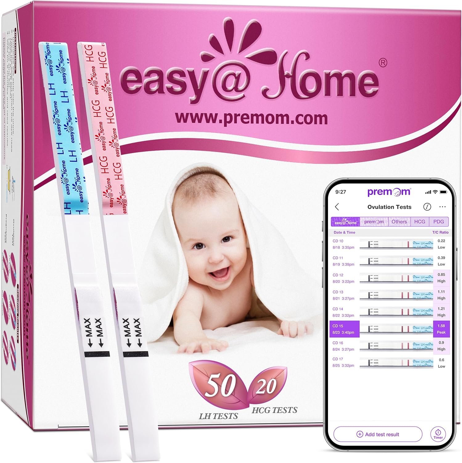 Track Your Cycle with 50 Ovulation + 20 Pregnancy Tests