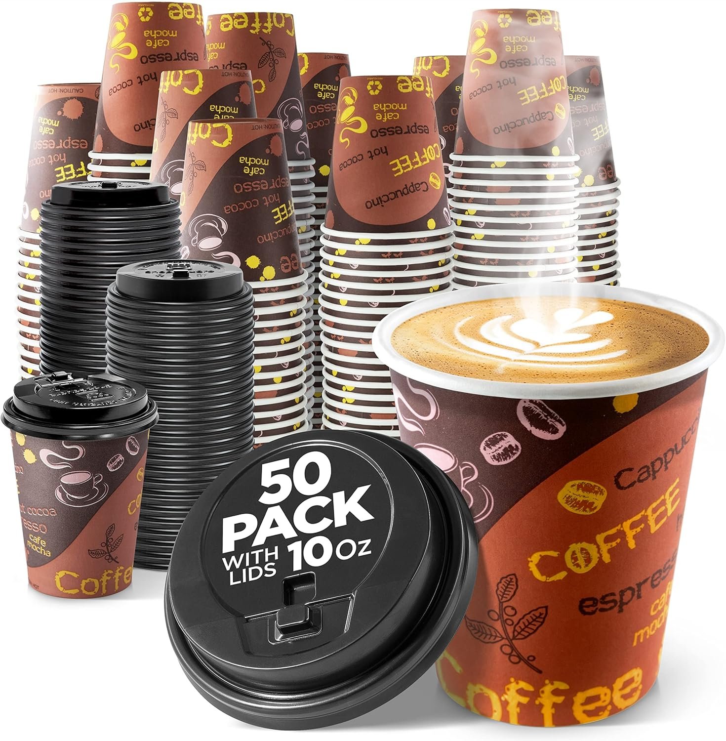 Eco-Friendly To-Go Coffee Cups - 50 Pack