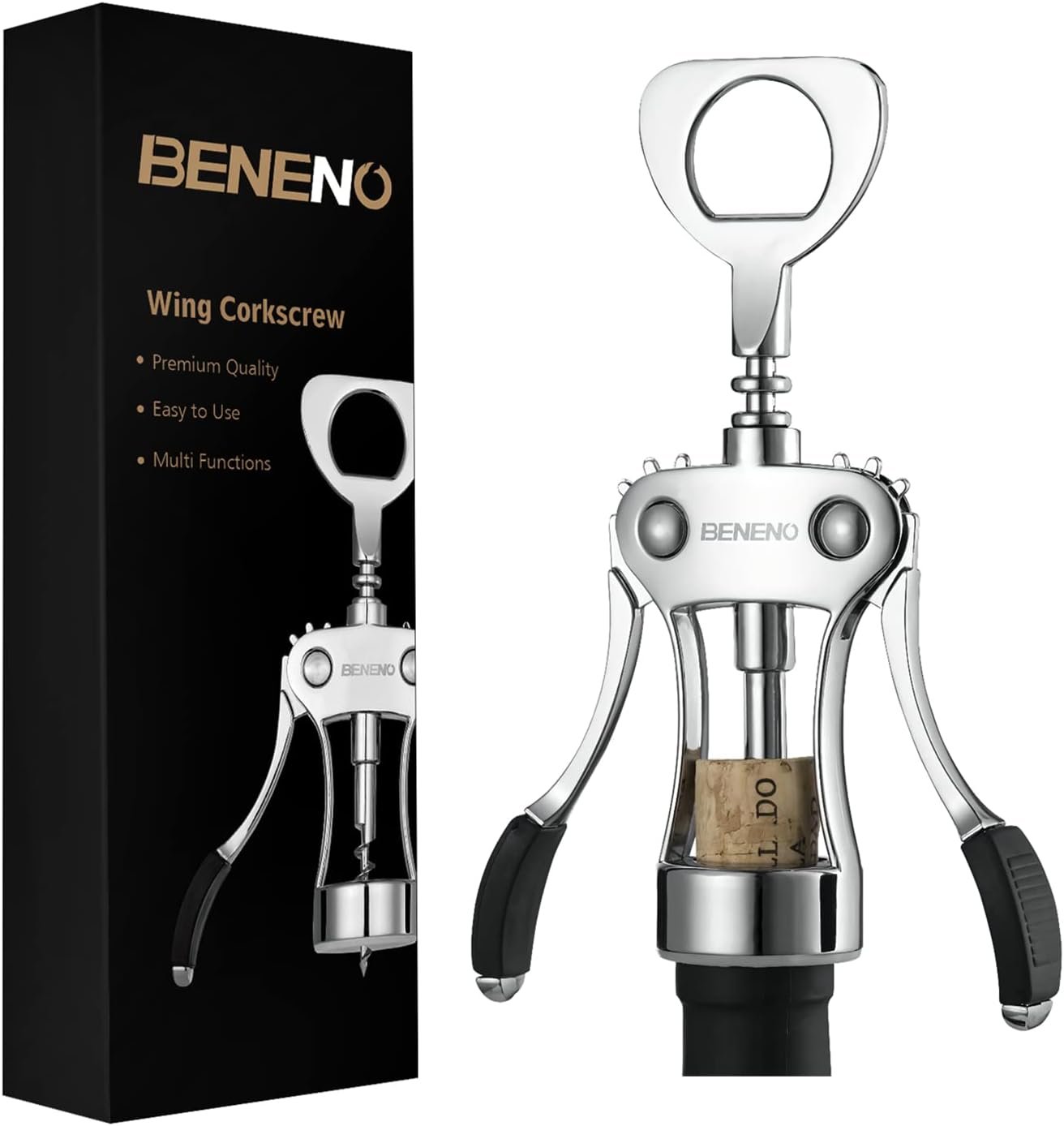 Effortless Wine Uncorking: Zinc Alloy Wing Corkscrew