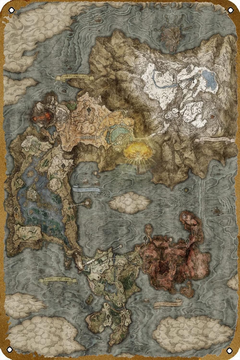 Elden Ring Map Tin Sign: Gamer's Wall Display