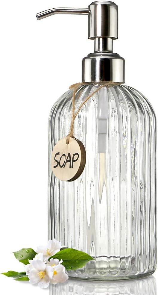 Elegant 18 Oz Clear Glass Soap Dispenser