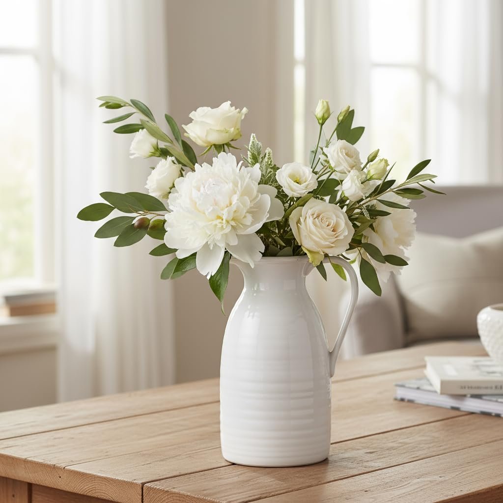 Elegant Farmhouse Ceramic Vase - Perfect Floral Display