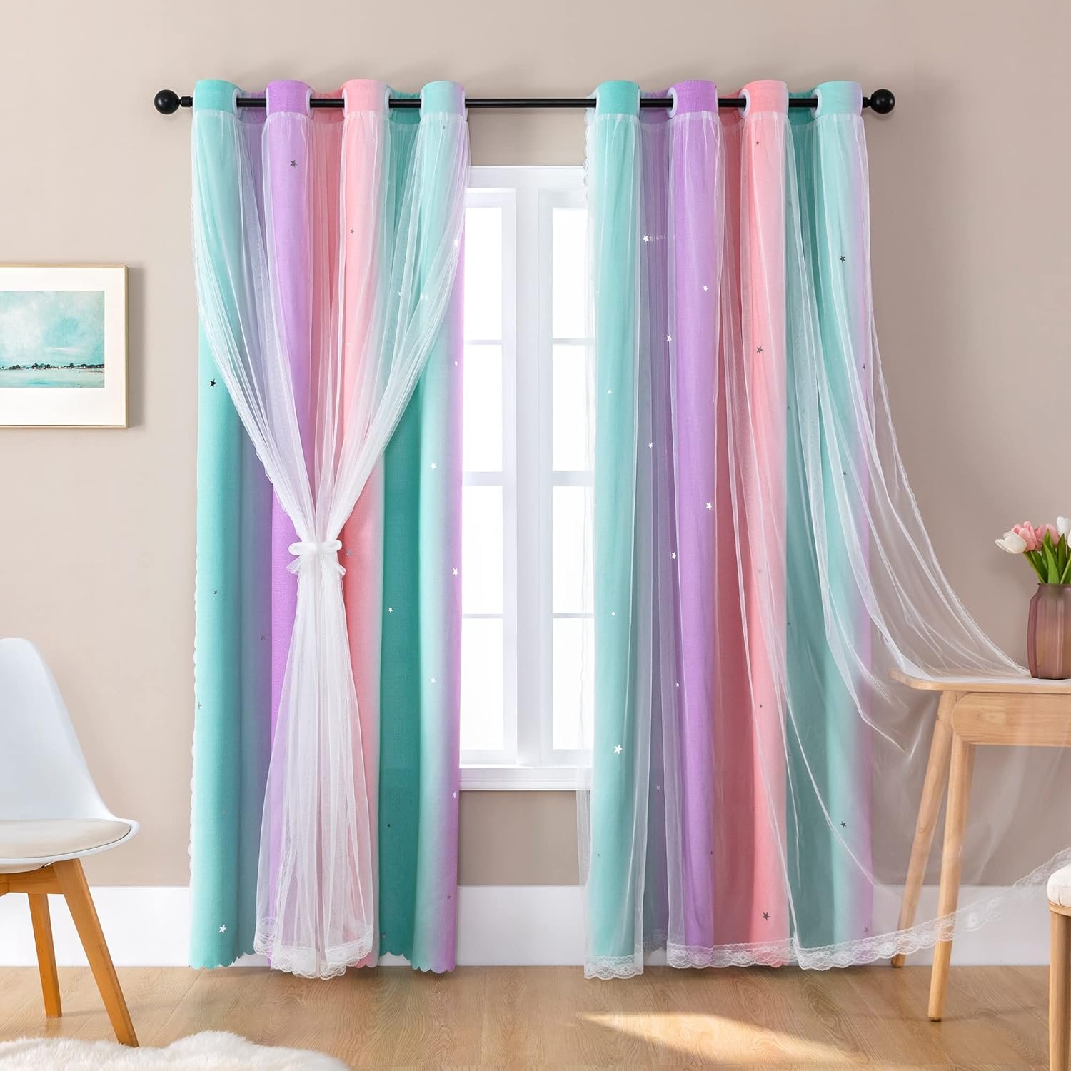 Enchanting Rainbow Unicorn Curtains for Little Girls' Dreams