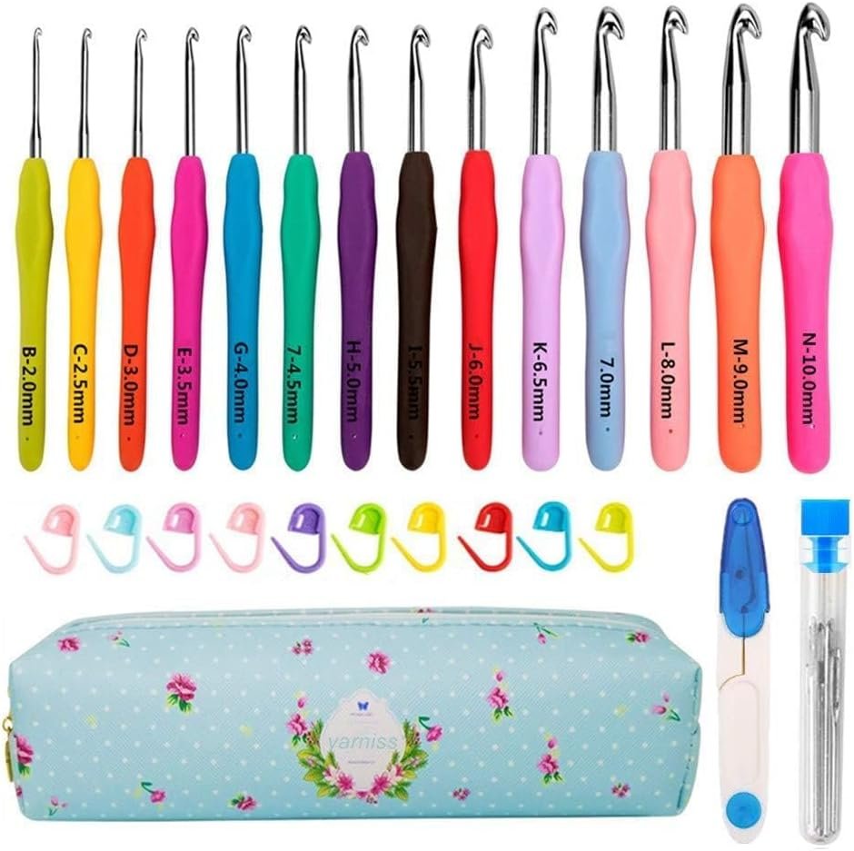 Ergonomic 14-Size Crochet Hooks Set for Comfortable Crafting