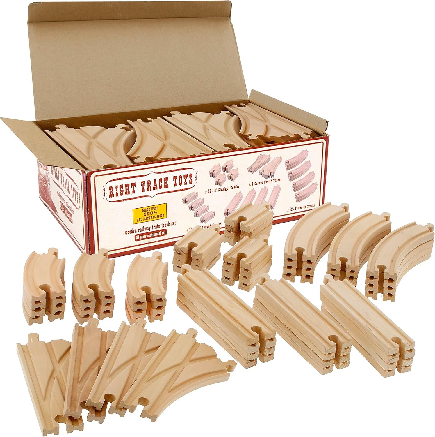 Expand Train Adventures with 52-Piece Wooden Track Set