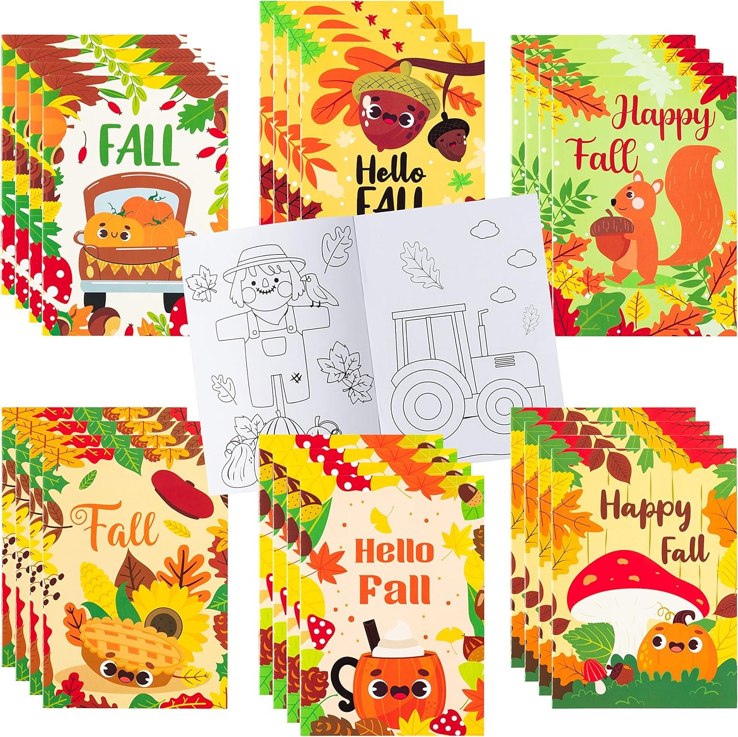 Fall Coloring Books for Kids - 24 Pack Mini Art Activity Set