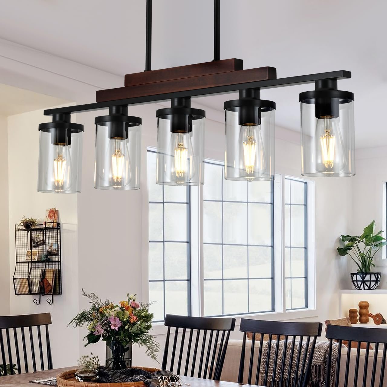 Farmhouse 5-Light Chandelier - Rustic Kitchen Island Lighting
