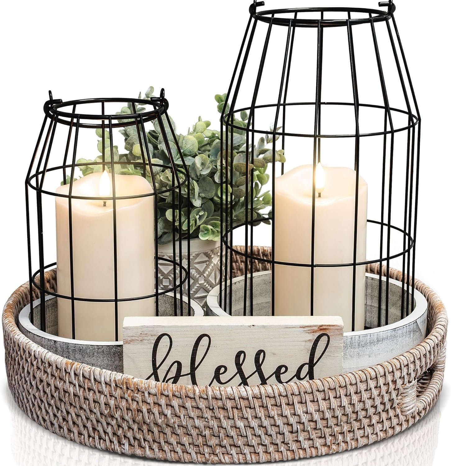 Farmhouse Chic: Rustic Lantern Duo for Your Home
