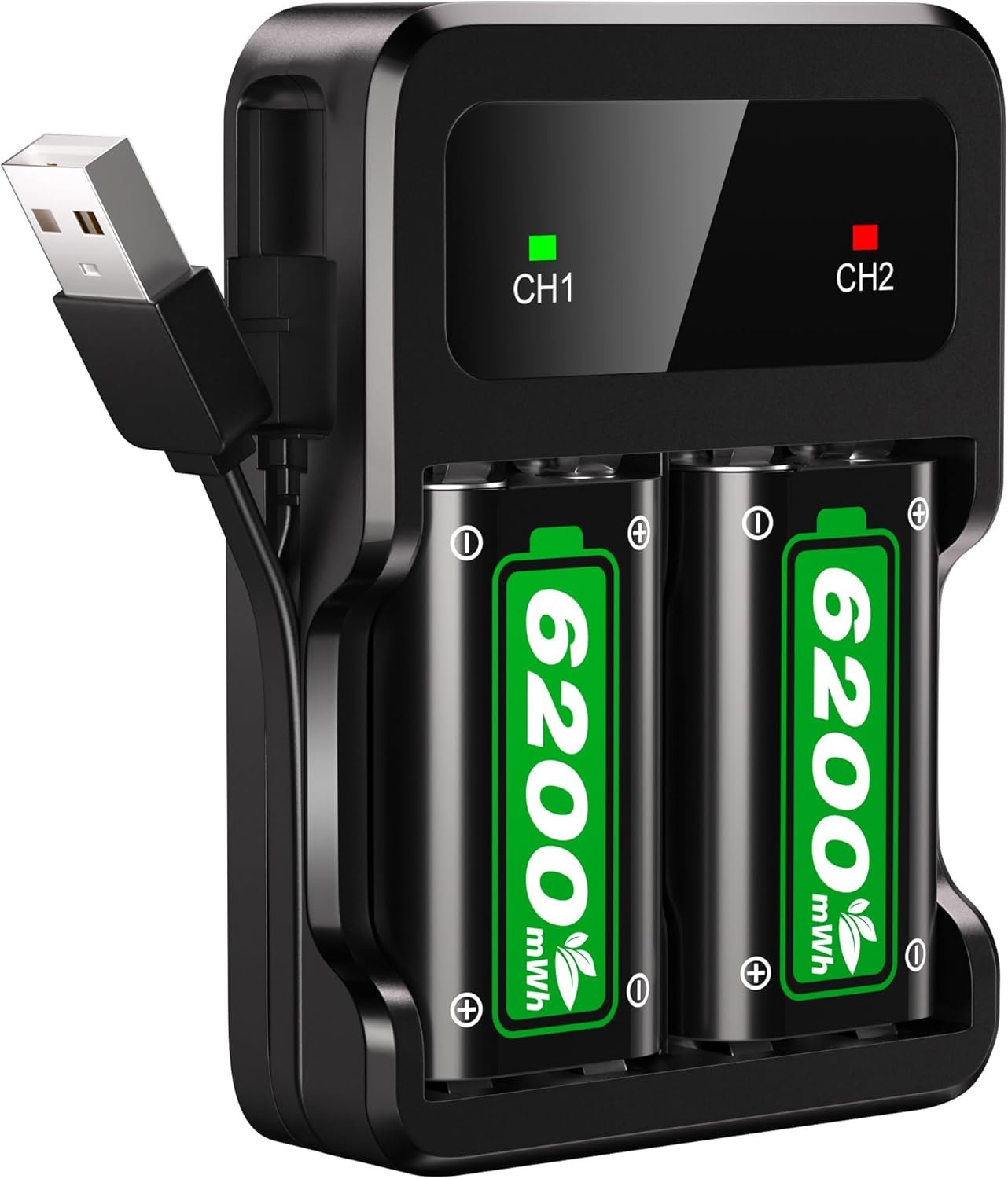 Fast-Charging Xbox Batteries: 2x6200mWh Pack with Charger