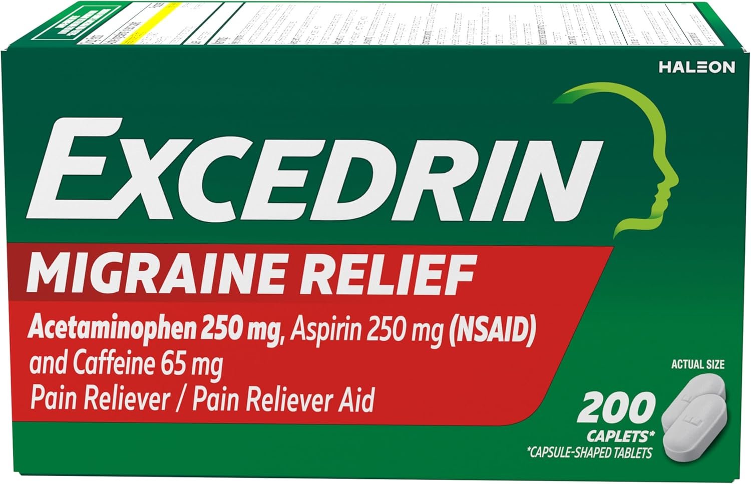 Fast Migraine Relief: Excedrin Caplets, 200 Count