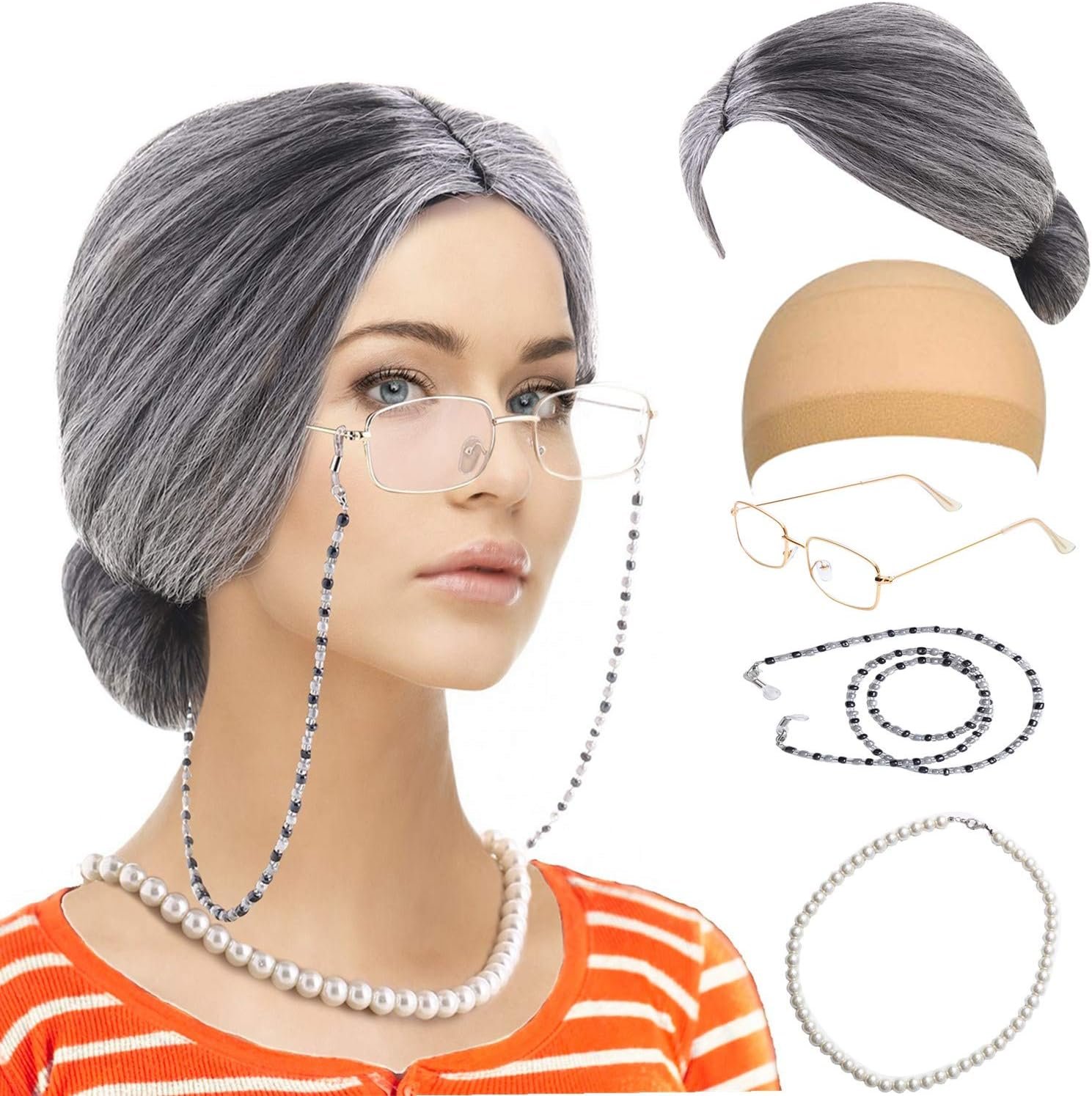 Fun Feacole Old Lady Costume Set for Grand Events