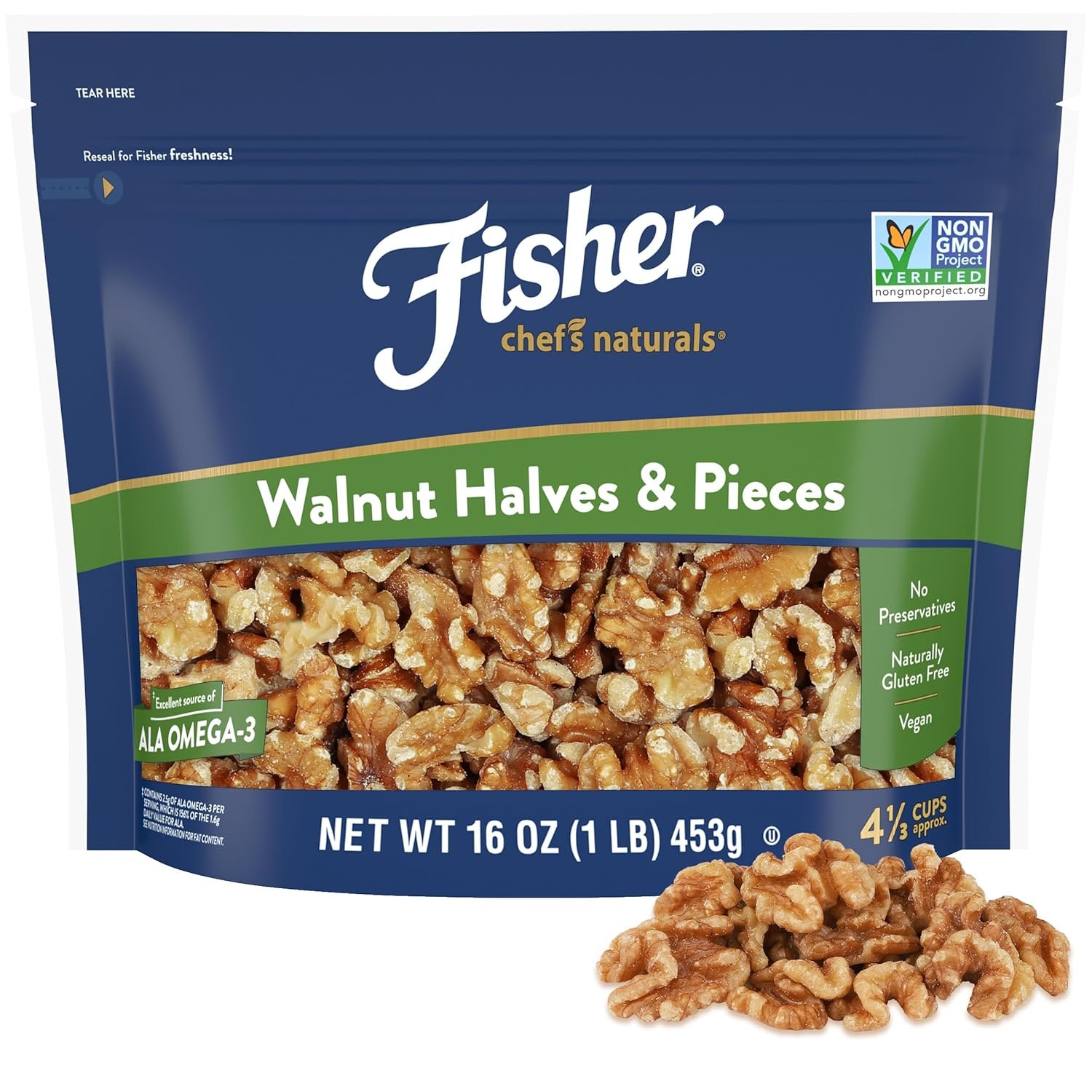 Nutritious Fisher Walnut Halves & Pieces for Baking