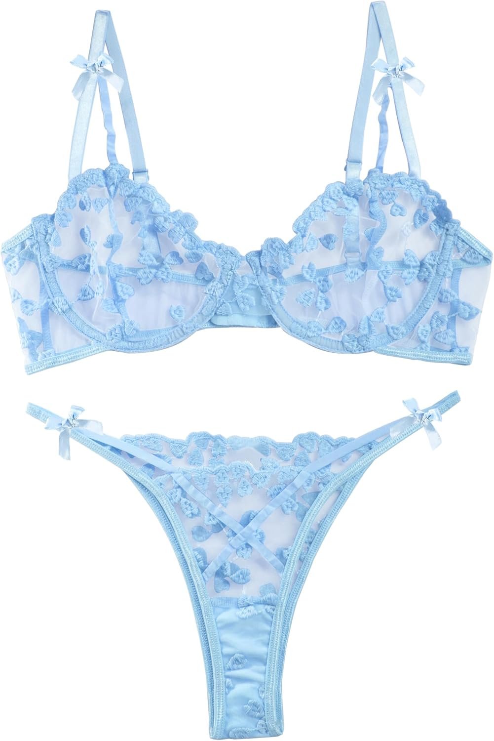 Flirty Sheer Push-Up Lingerie Bra & Panty Set