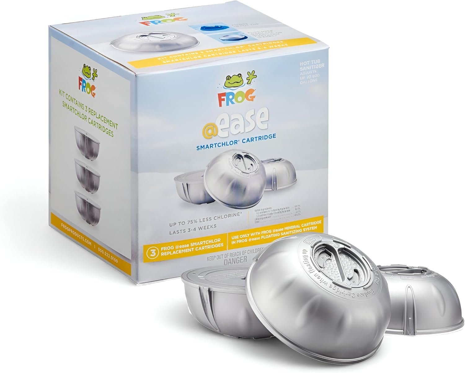 Less Chlorine, Crystal Clear Water: FROG Hot Tub Sanitizer Cartridges 3-Pack