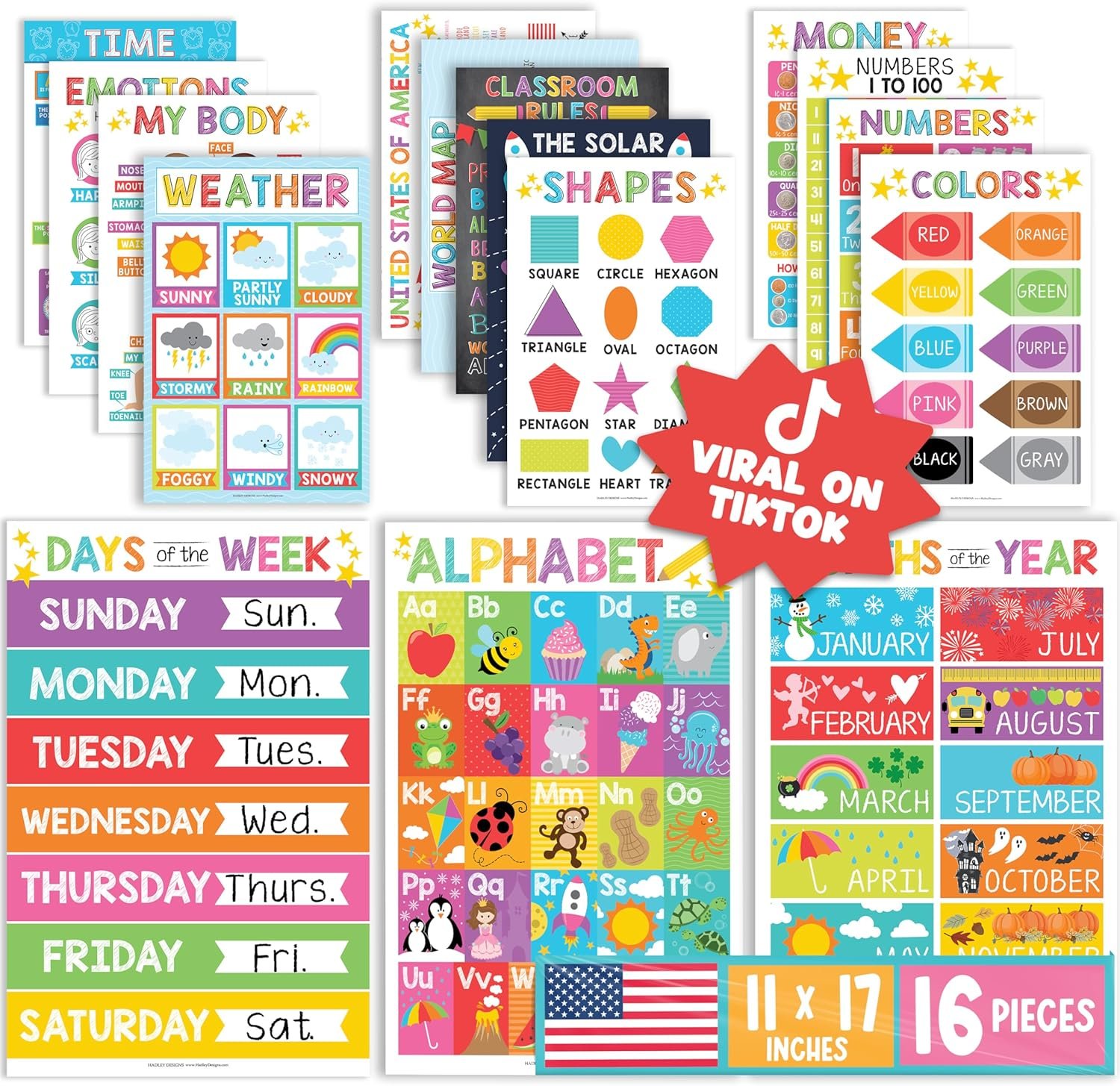 Fun Learning Posters: 16 Educational Posters for Kids
