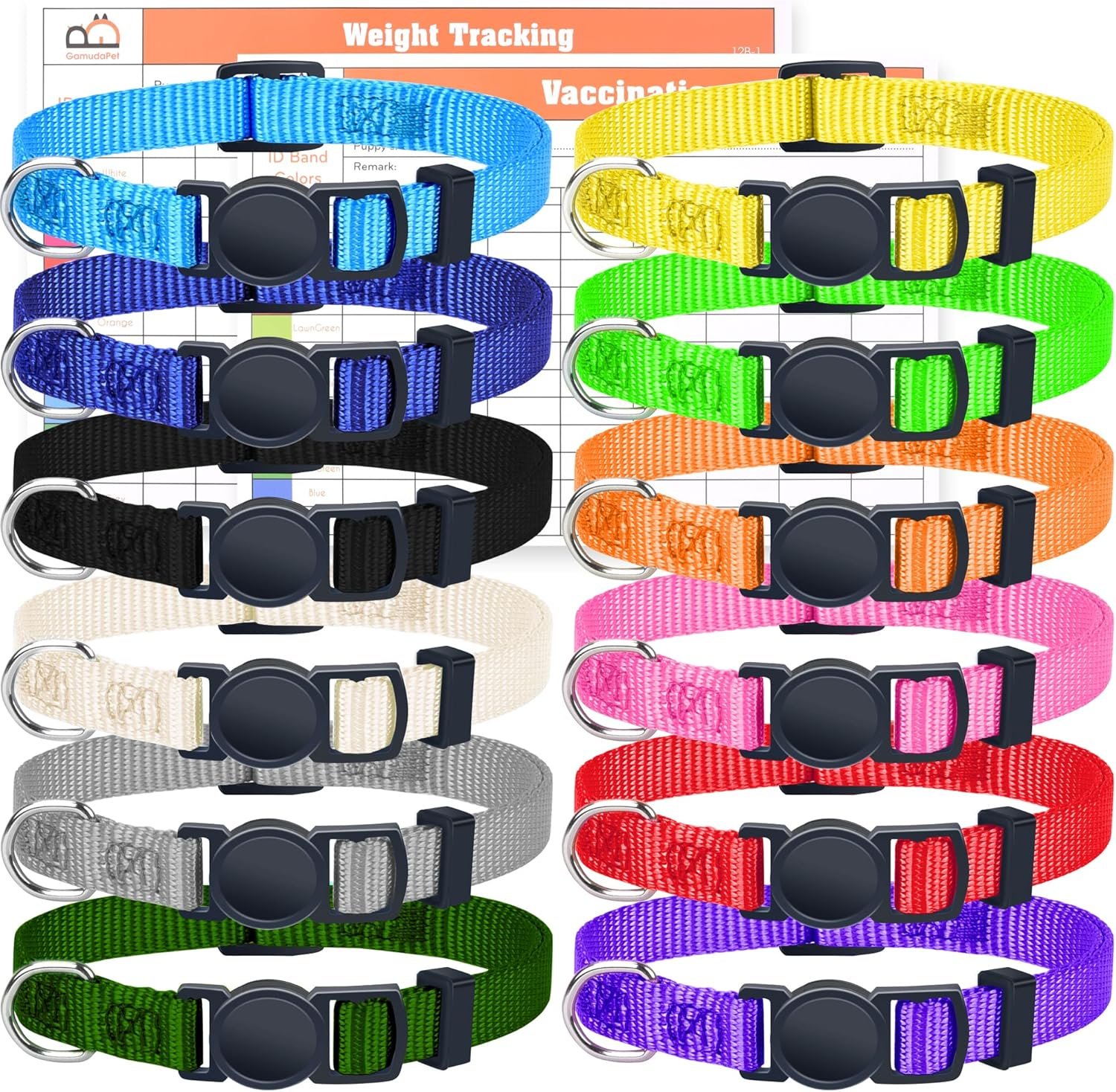 GAMUDA Super Soft Puppy ID Collars - Set of 12