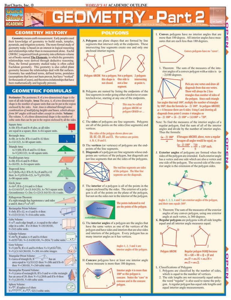 Comprehensive Geometry QuickStudy Reference Guide