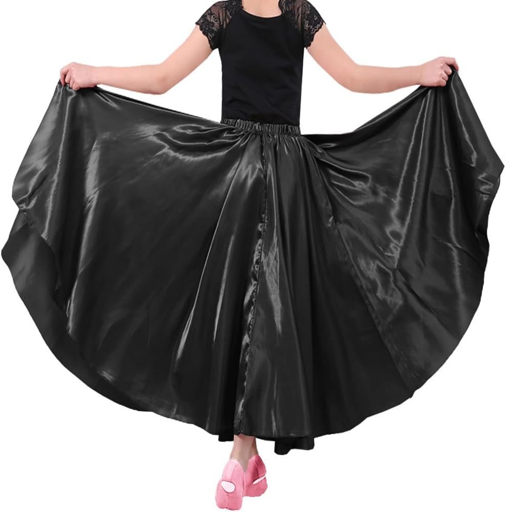 Flowy Shiny Satin Skirt for Girls' Dance Twirls