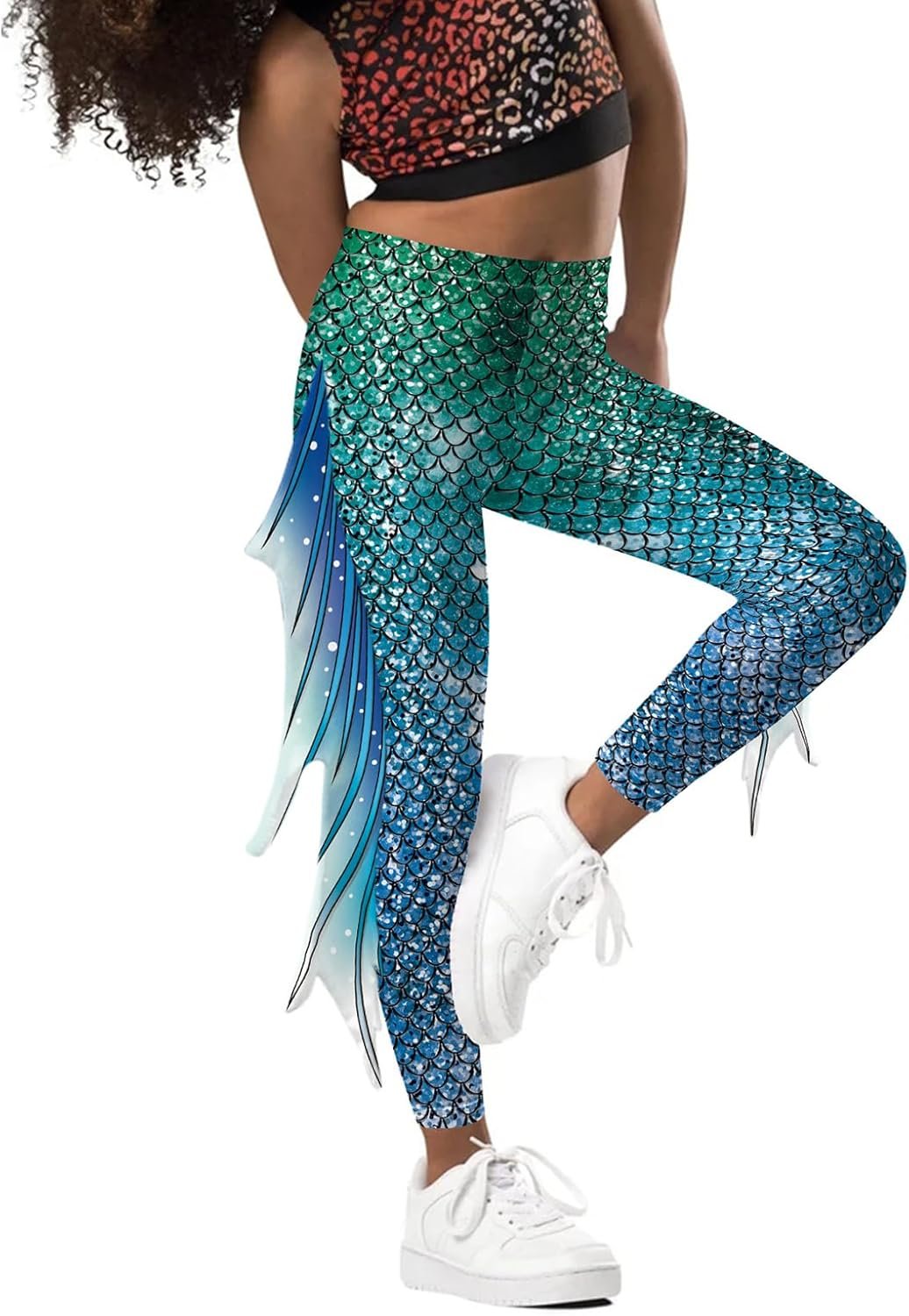 Shimmering Fish Scale Mermaid Leggings for Girls