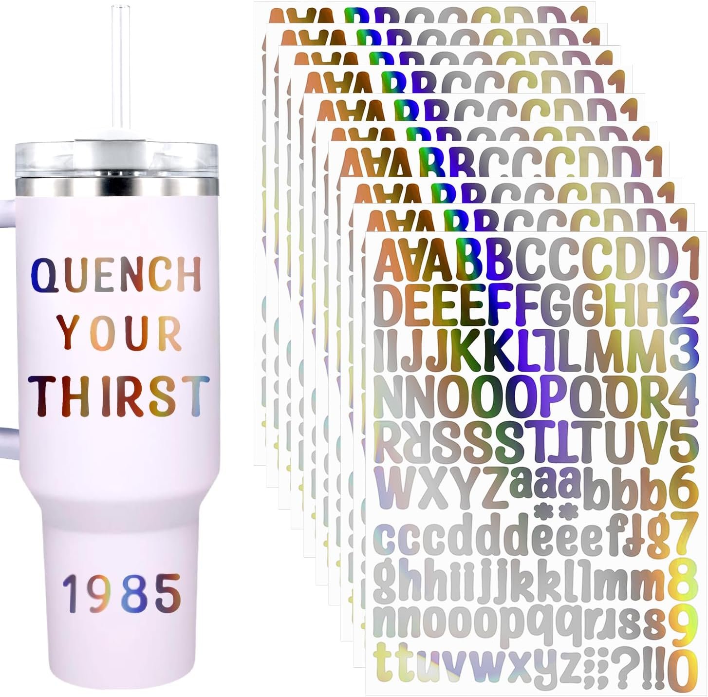 Glitter Alphabet Stickers for Stanley Cups