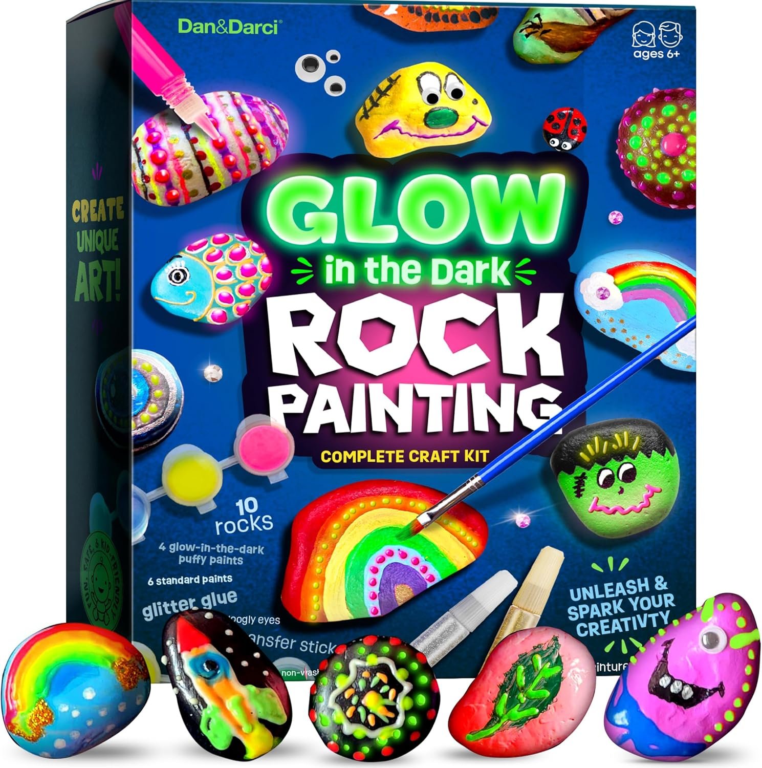 Glow in The Dark Kids Rock Painting Kit
