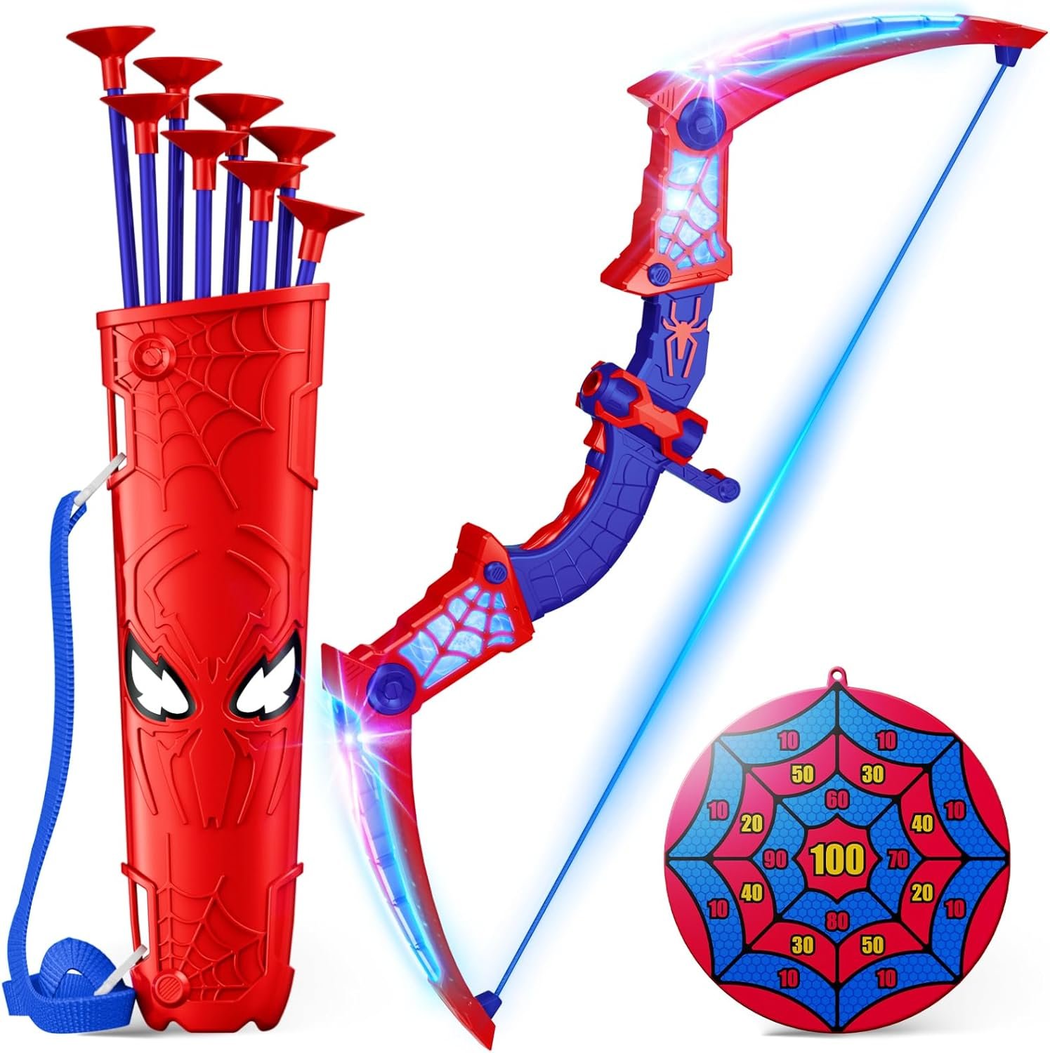 Glow Spider Bow & Arrow: Safe LED Fun for Boys 3-12