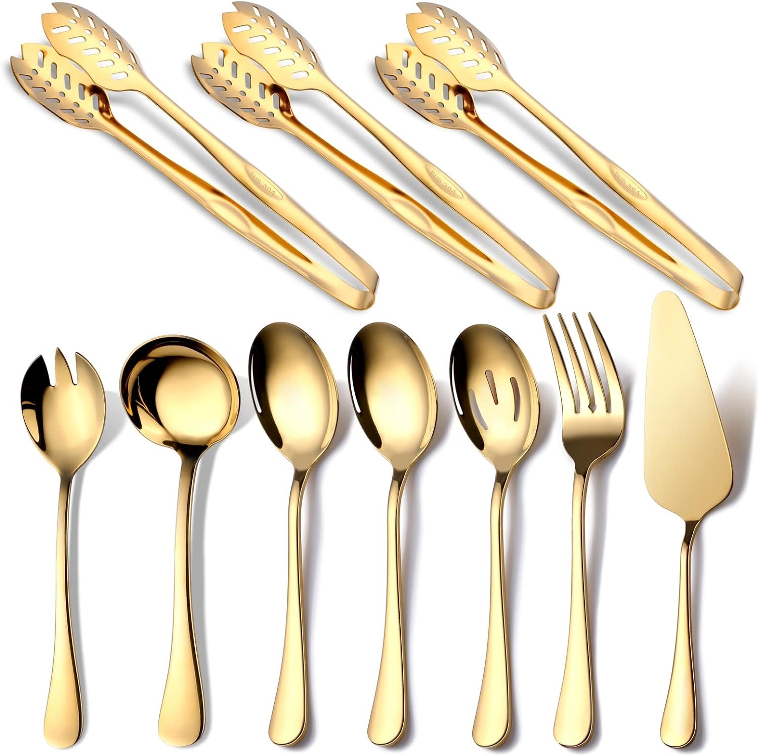Elegant Gold Serving Set - 10-Piece Stainless Steel Collection