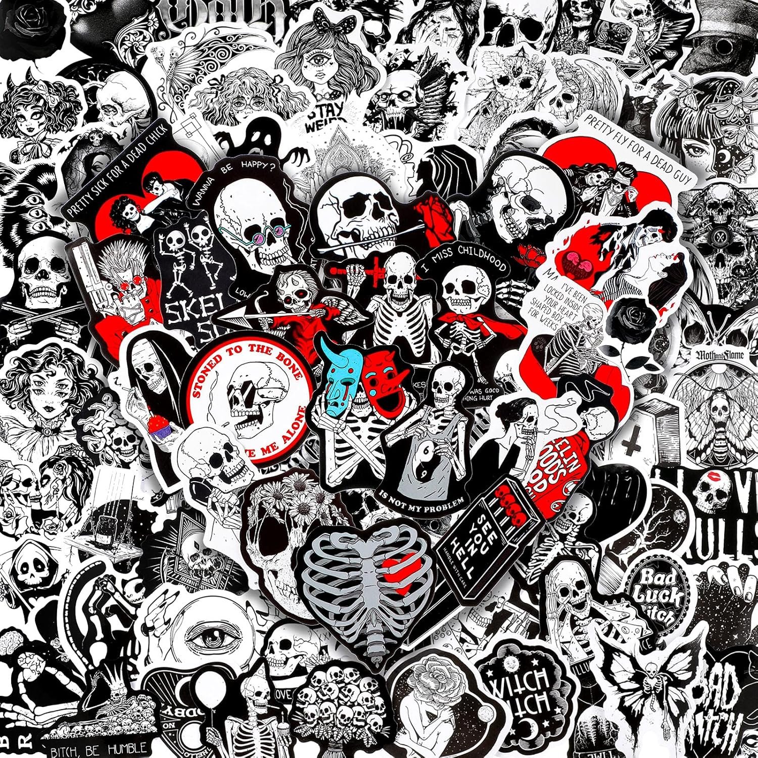 Gothic Skull Stickers: 300-Piece Vinyl Set for Personalizing Your Stuff
