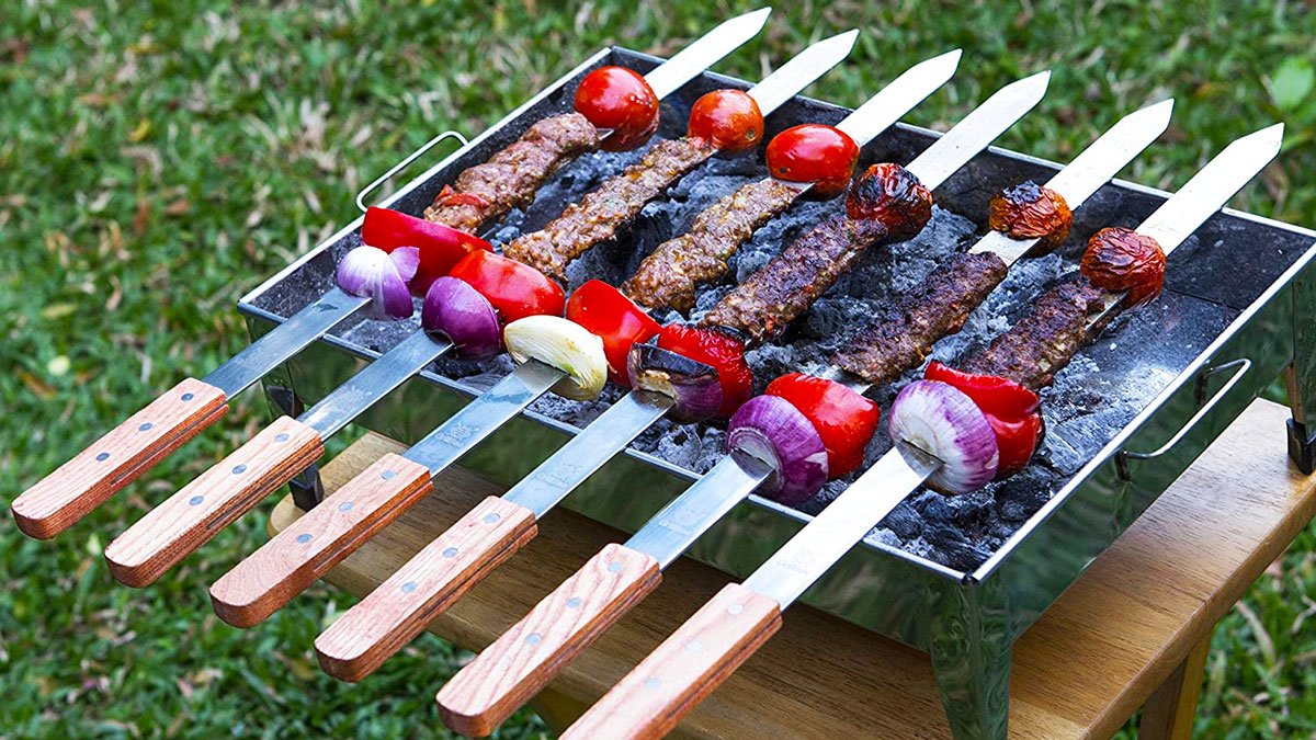 GrillBee  Flat Stainless Steel Kabob Skewers
