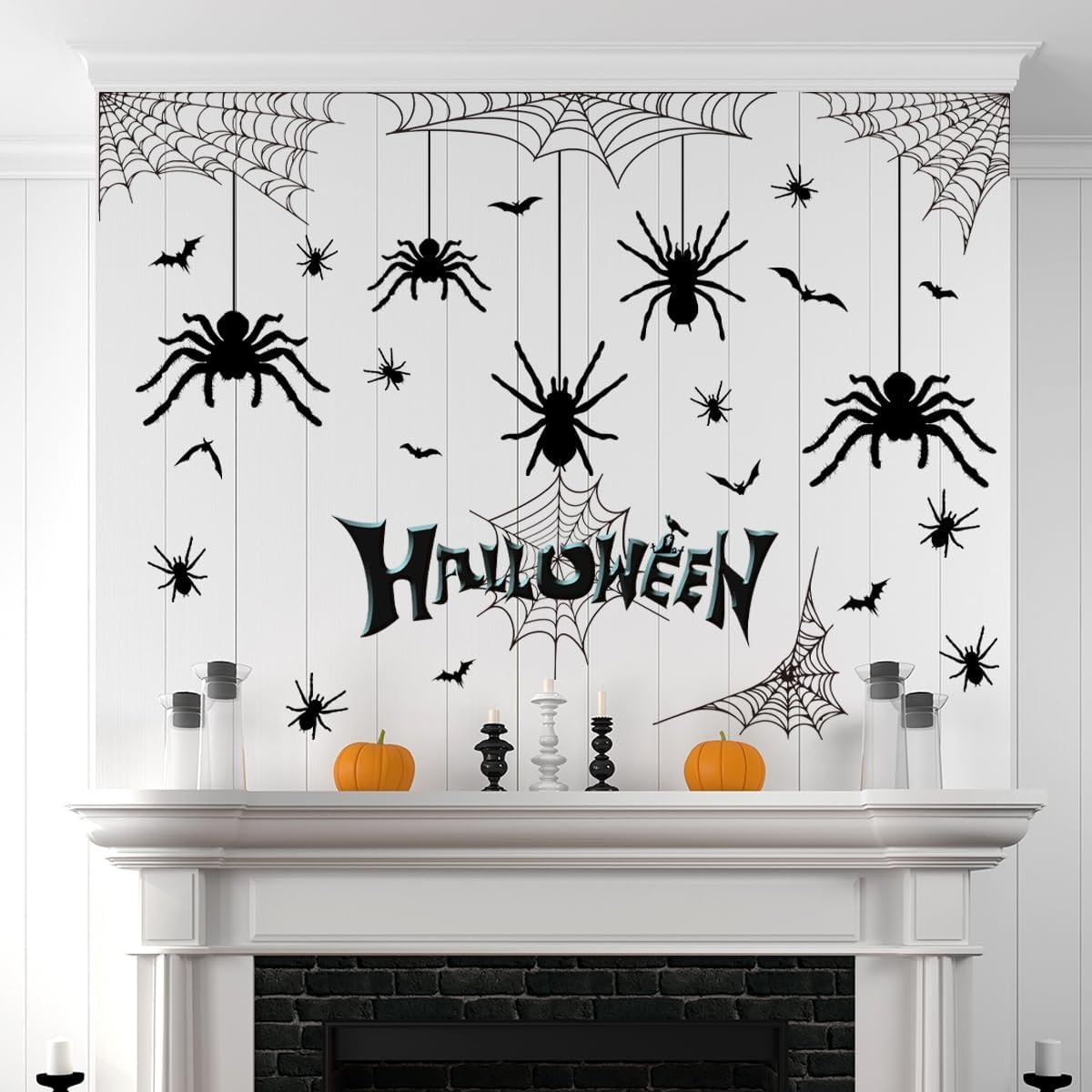 Transform Your Space with Halloween Spider Web Bat Decals