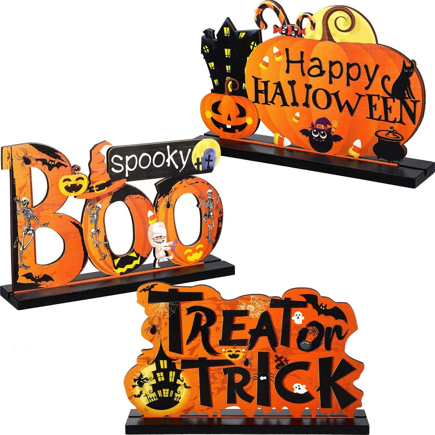 Spooky Halloween Table Centerpieces - Wooden Boo Decor