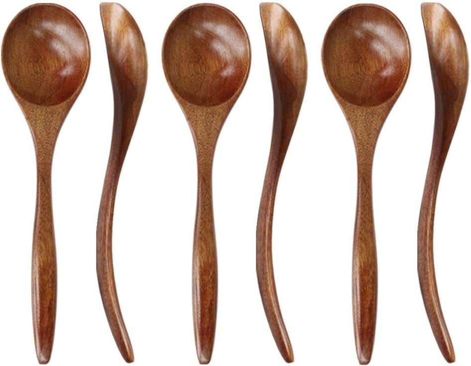 Handcrafted Asian Wooden Spoons Set - 6-Piece Natural Kitchen Essentials
