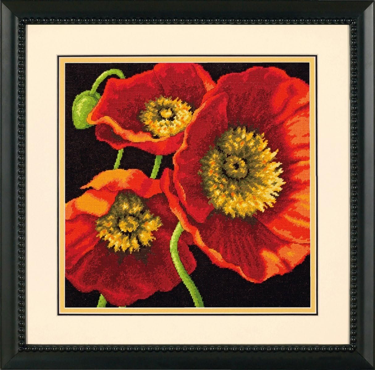 Handmade Red Poppy Needlepoint Kit for Home Décor