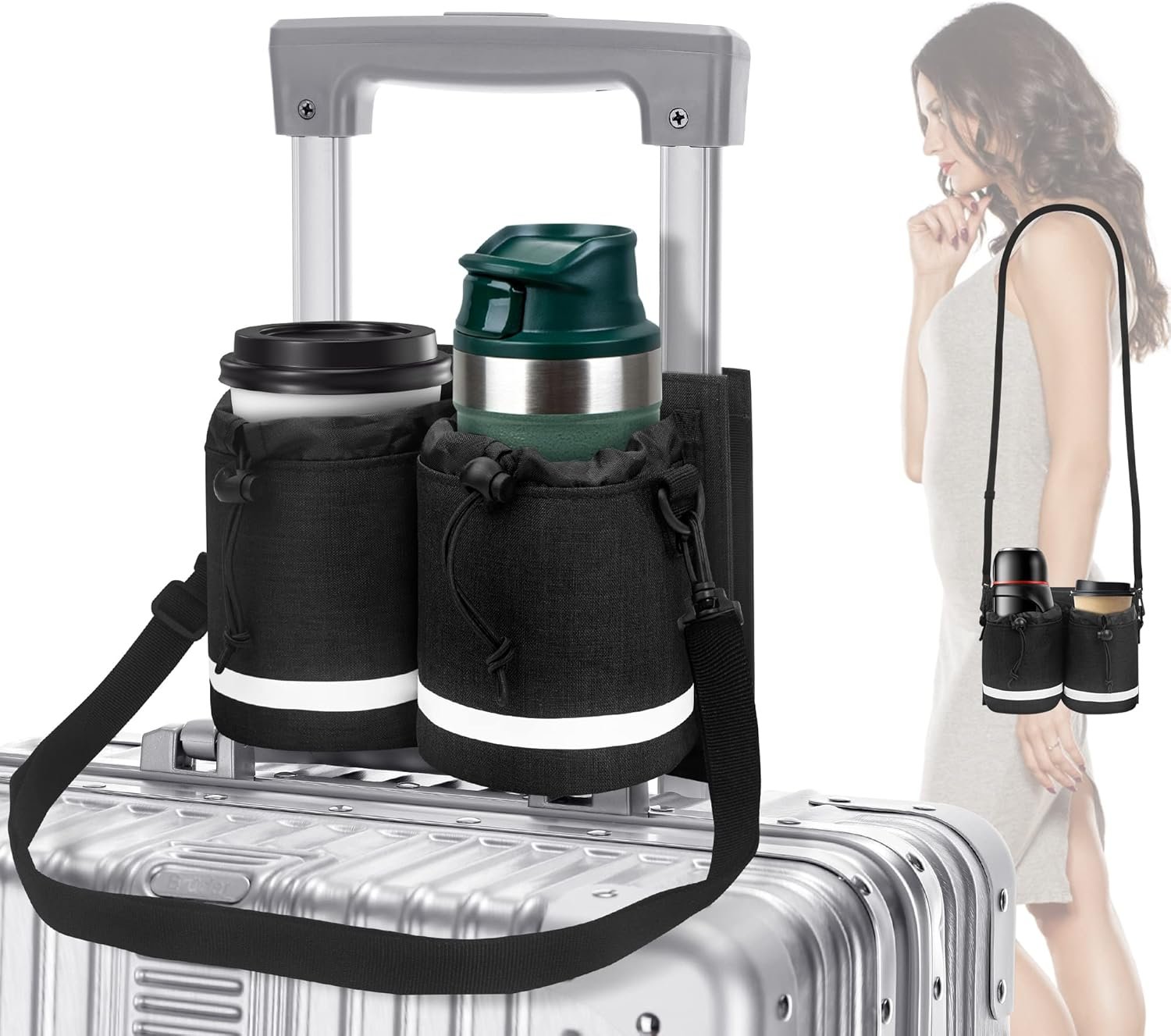 Hands-Free Travel Cup Holder for Luggage