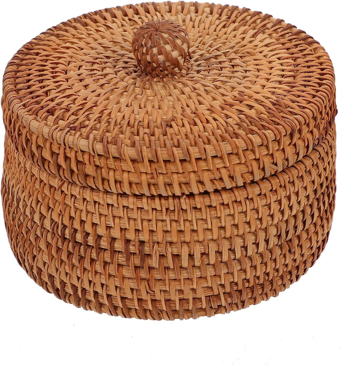 Handwoven Rattan Storage Basket with Lid - Organize in Style