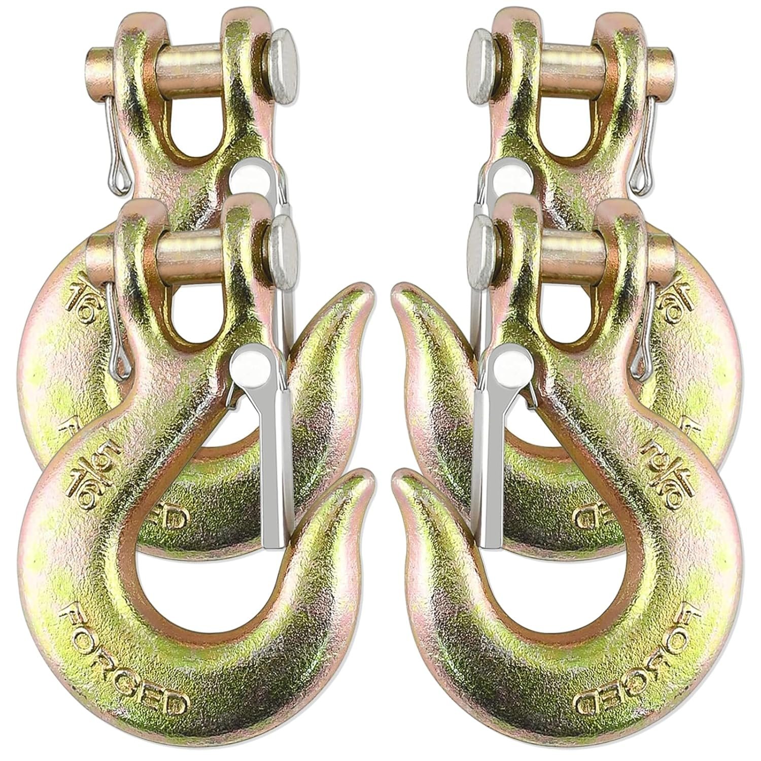 14K LB Safety Latch Clevis Hooks for Heavy Chains - 4 Pack