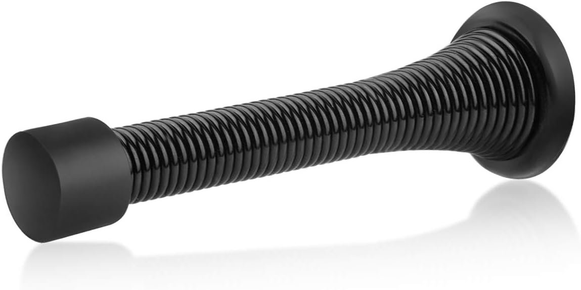 Heavy Duty Black Spring Door Stops - 12 Pack