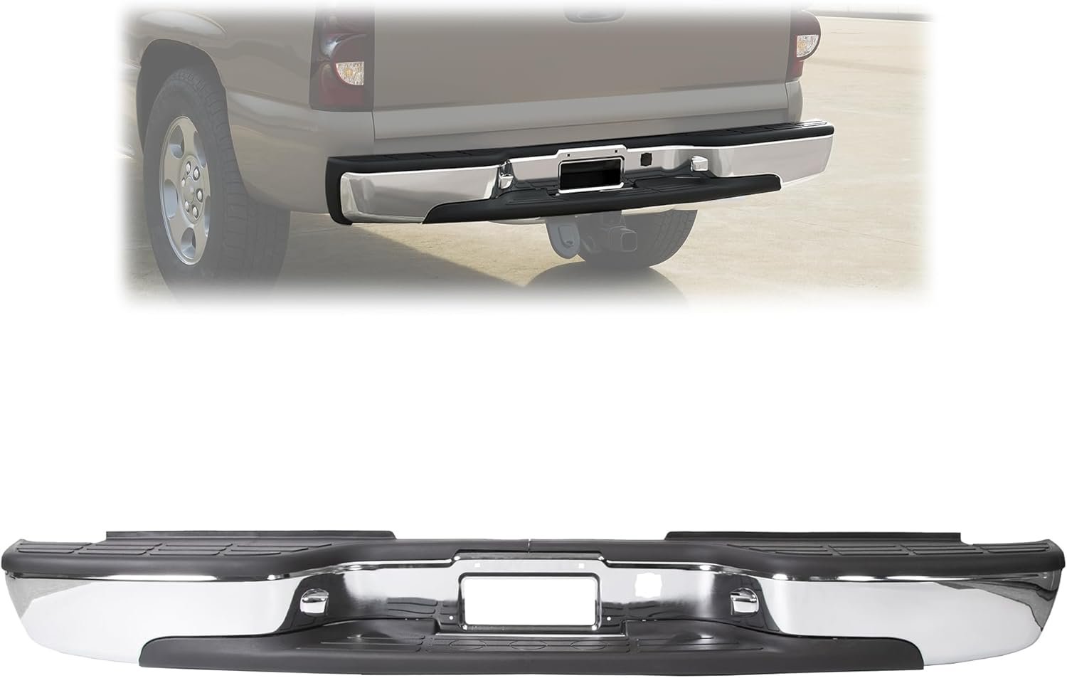 Heavy-Duty Chrome Rear Step Bumper for Chevy Silverado & GMC Sierra