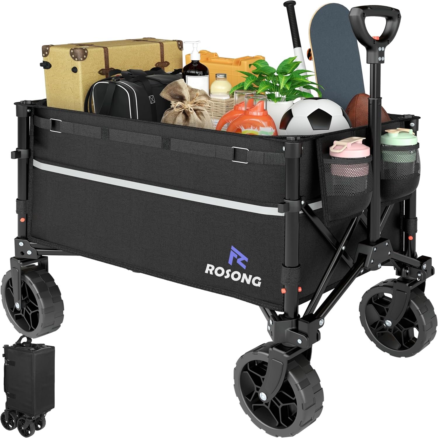 Heavy-Duty Collapsible Utility Wagon - 120L Folding Cart