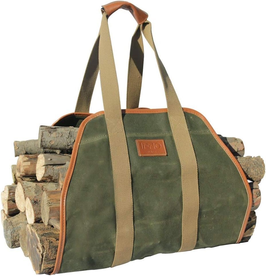Heavy-Duty Firewood Carrier - Waxed Canvas Log Tote