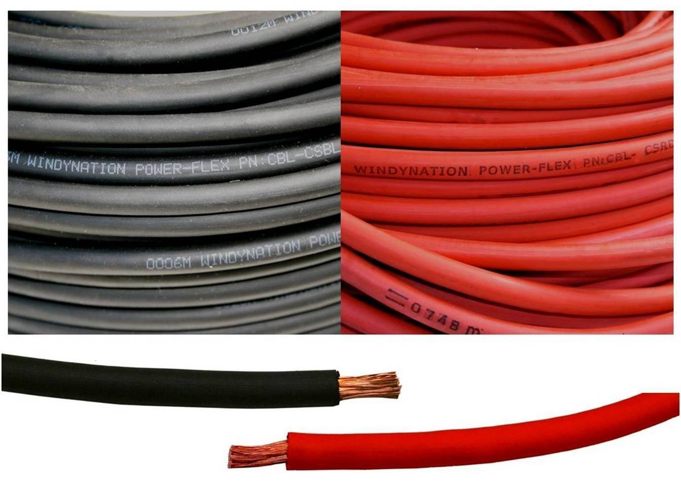 Heavy-Duty Flexible Copper Cables - 8 Gauge Power Cable Set